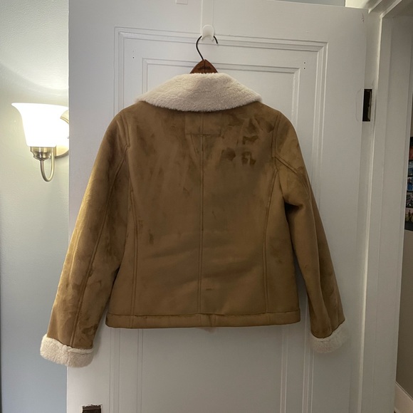 Faux shearling moto jacket with plush fur lining - Picture 3 of 4